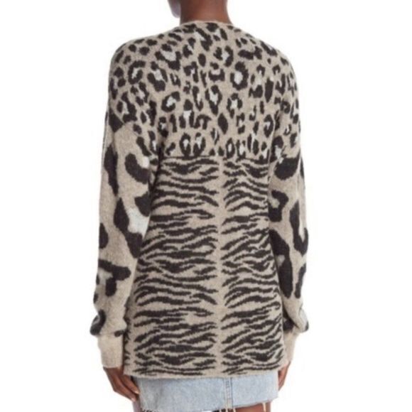 Wildfox Wool Alpaca Blend Avani Animal Print Oversized Cardigan Sweater Size M - Picture 2 of 9